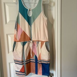 Geometric Sleeveless Dress with Pockets